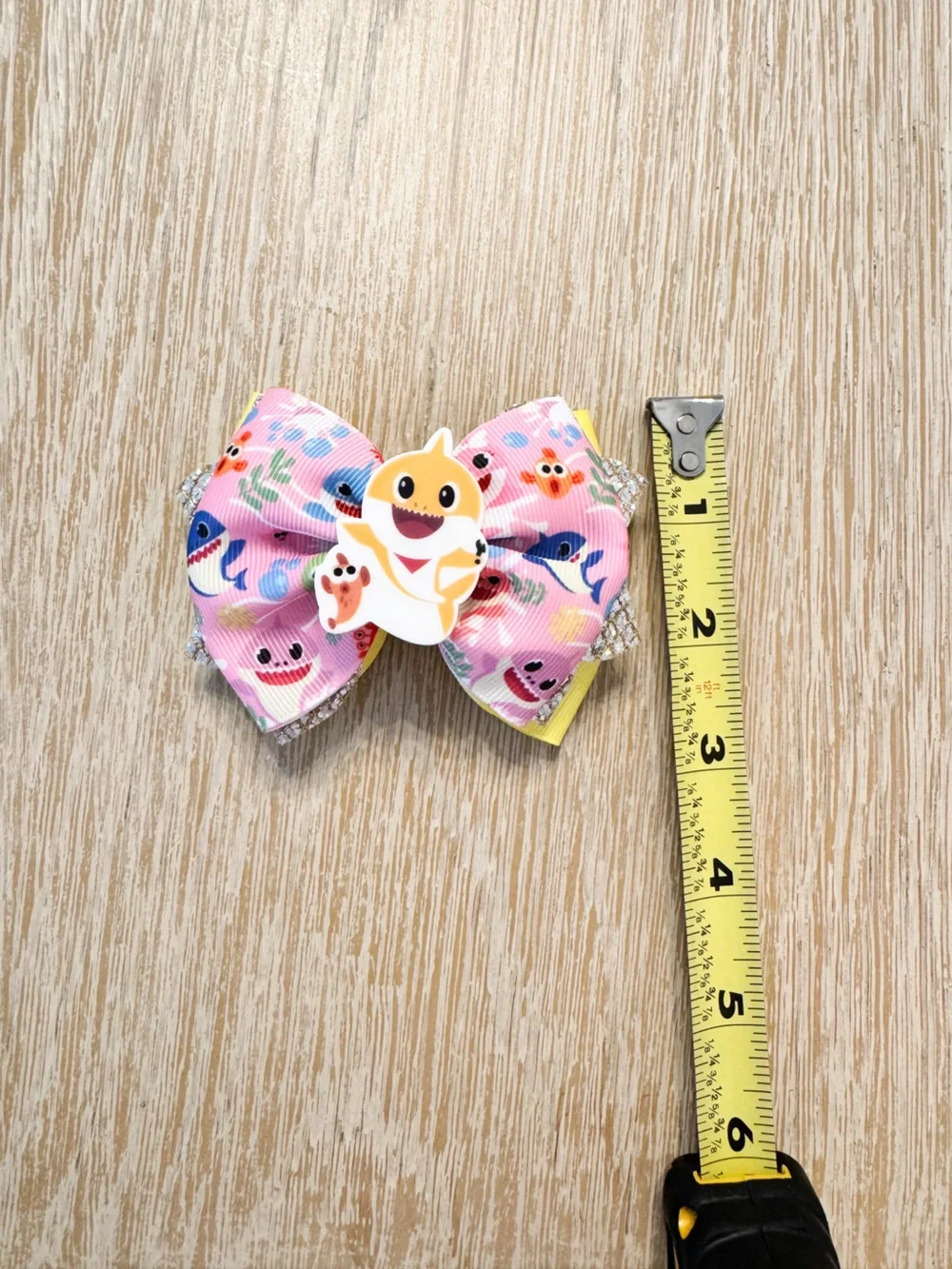 Pink Baby Shark Bow Hair Clip for Kids